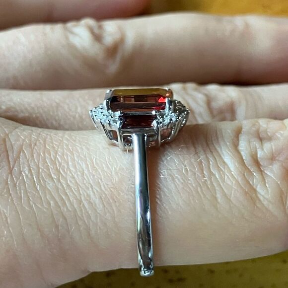 Red Labradorite Vermelho Red Garnet Sterling Silver Ring Size 8.75 - Picture 3 of 9